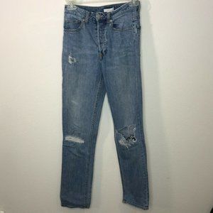 H & M Conscious Women's Ripped Jeans Button Fly 2